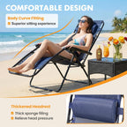 Zero Gravity Chair Set of 2, Adjustable Folding Reclining Lounge Chairs with Mesh Back, Adjustable Pillows & Cup Holder Trays, Outdoor Patio Lawn Chairs for Pool, Beach & Camping, Blue
