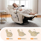 FiveWillowise Power Rocking Chair Nursery with Adjustable Armrests&Headrest, Glider Recliner Chair, Swivel Reading Chair with Electric Lumbar Support, Cup Holder, Nightlight and USB Ports,White