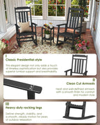 GREENVINES Outdoor-Rocking-Chairs-Set-of-2 | HDPE Plastic | Patio Rockers | Porch Rocker Chair | Oversized | High Back | Big & Tall | Black