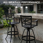 Crestlive Outdoor Swivel Bar Stools Set of 4, Aluminum Patio Bar Stools with Sunbrella Cushions, 30 Inch Bar Height Perfect for Backyard, Balcony and Garden
