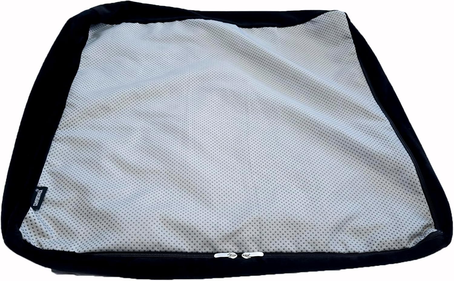 21x21x5 Replacement Cover for Square Thick Chair Seat Cushion - Soft Velvety Fabric - Quilted Top - Washable with Waterproof Layer & Extra-Long Zipper - Non-Slip Base - Cover ONLY - Black