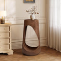 ø11.6'' Side Table End Table for Living Room, Modern Farmhouse Countryside Style, Magnesium Oxide & Lightweight Concrete Material for Indoor & Outdoor, No Assembly, Wood Grain, Antique Brown