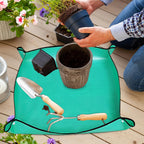Green Large Foldable Waterproof Potting Mat for Indoor Plants & Succulents - Ideal Transplanting & Repotting Tray, for Plant Lovers and Gardeners (65cm*65cm) (Green)
