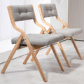 Padded Folding Chair,Folding Chair with Cushion 2 Pack,Wooden Folding Chairs and Comfortable Chairs Seat for Indoor, Kitchen, Office, Wedding Party and Dining Gray