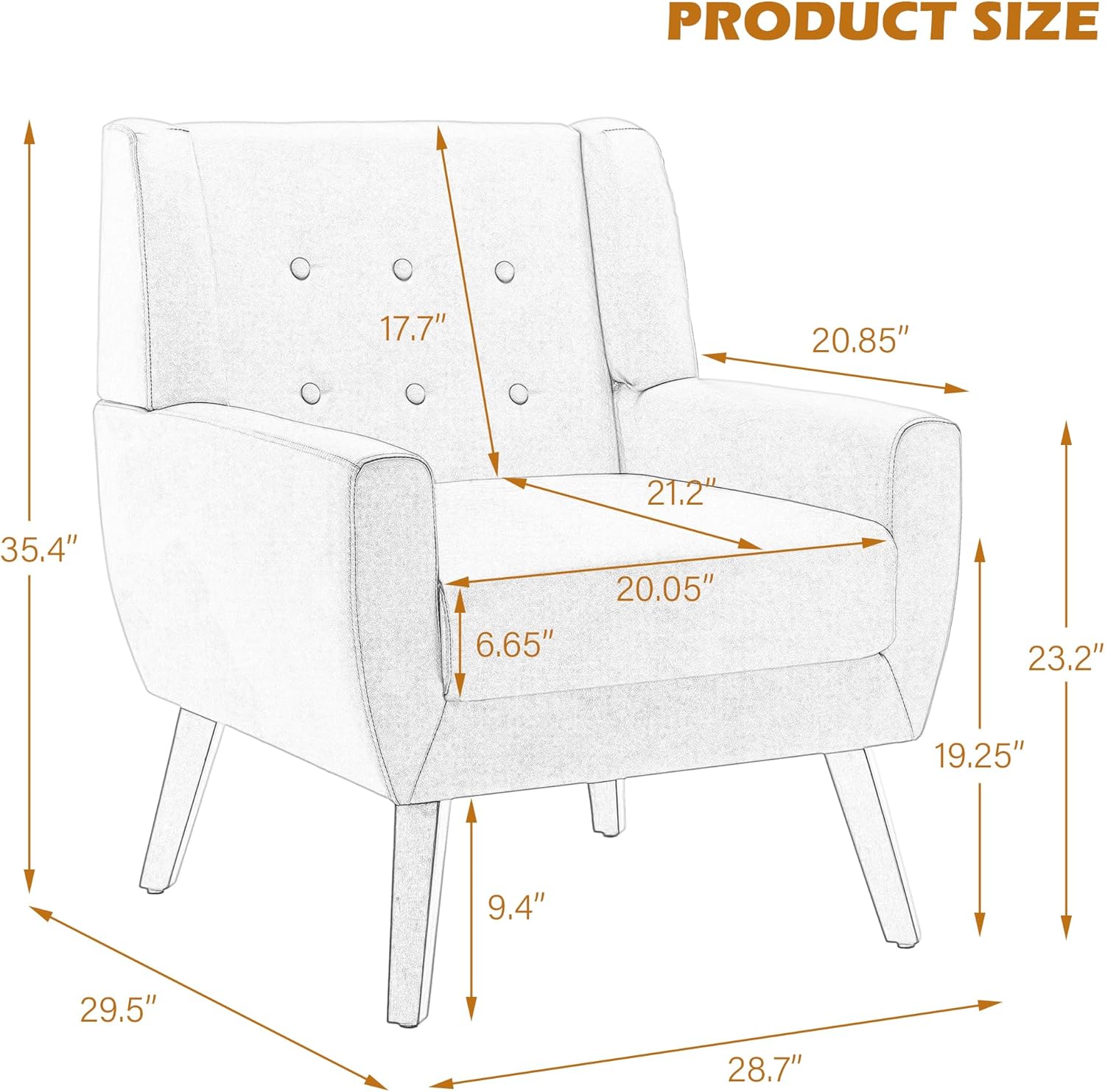 Velvet Accent Chair, Morden Upholstered Armchair for Living Room, Button Tufted Bedroom Side Reading Seat - Purple