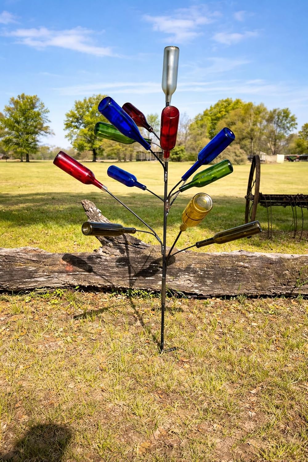 BottleTree The Freestyle | Outside Yard Garden Decor | 2 Pc Assembly | No Tolls Required | Displays 13 Bottles | 5 ft. Tall | Heavy Duty Welded Raw Steel | Unpainted | Made in Mississippi USA