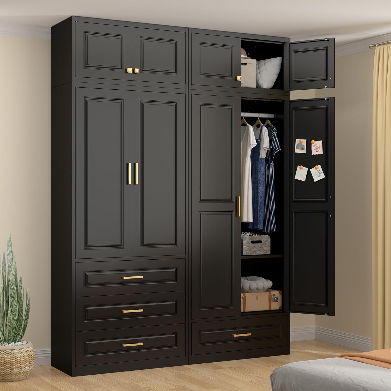 UNICOLY 15" Wall Mounted Storage Cabinet, Small Armoire Wardrobe Closet | Small Hanging Cabinet for Bedroom School, Employee, Gym, Armarios De Ropa para Dormitorio, Assembly Required, Black