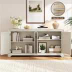 ONBRILL 60" Buffet Cabinet with Storage, 4 Doors Sideboard Buffet Cabinet with Adjustable Shelves, Modern Coffee Bar Console Table for Living Room, Kitchen, Entryway, Grey