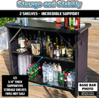 PartyLife Custom Premium Portable Bar Table w/LED Lights, Wireless Remote, Folding Legs, Black Fabric Bar Skirt, 2 Storage Shelves & 2 Carrying Bags | Commercial Grade | Strong & Sturdy