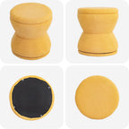 DHMAKER Round Ottoman with Storage, 360°Swivel Vanity Stool Chiar, Small Makeup Chair Comfy Upholstered Foot Stool with Thick Padded for Living Room, Bedroom, Entryway,Yellow