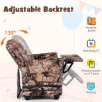 GLACER Kids Recliner with Cup Holder, Velvet Toddler Lounge Chair w/Adjustable Backrest & Footrest, Spring-Loaded Seat Cushion, Push Back Toddler Sofa for Boys & Girls Ages 3+ Years Old (Camouflage)