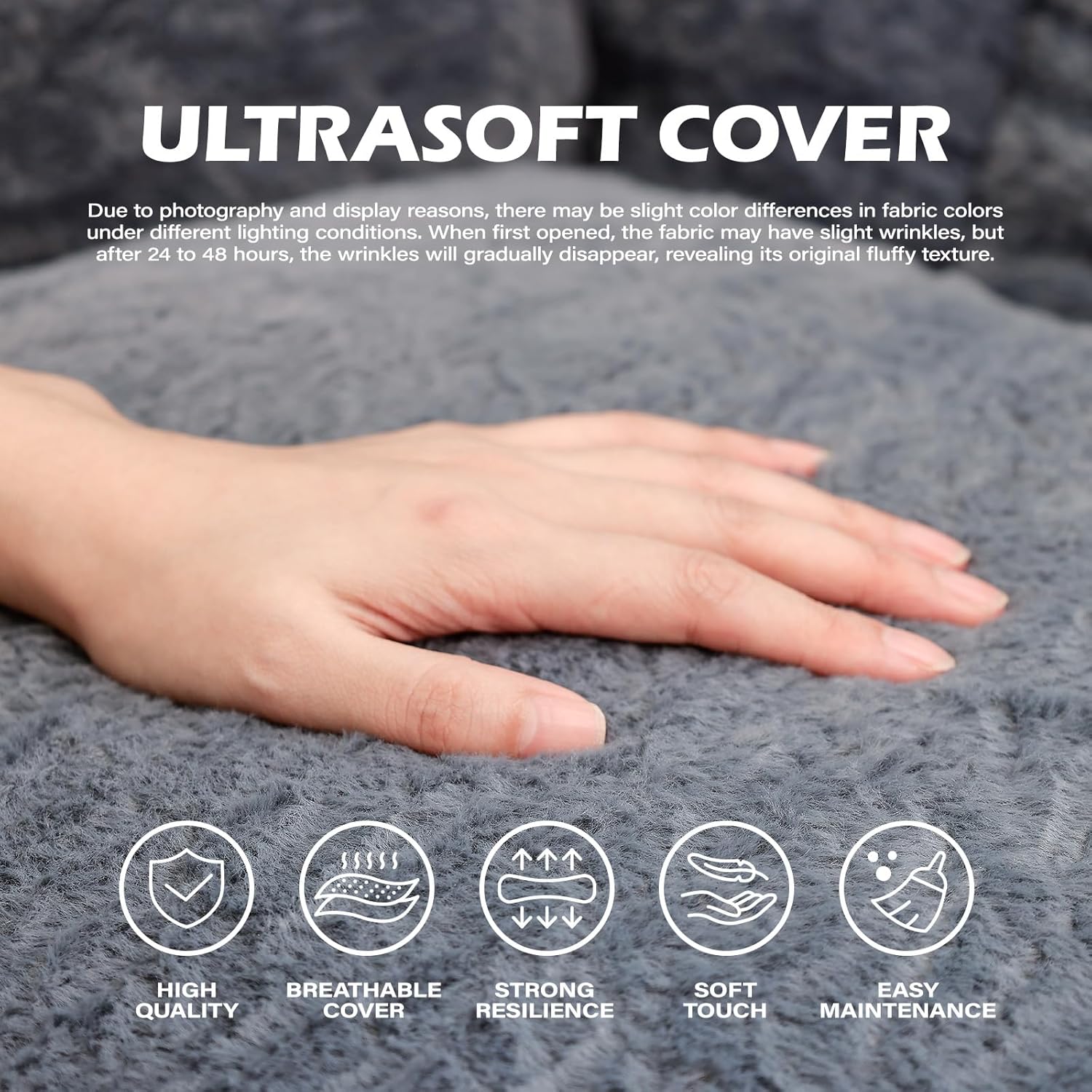 Giant Bean Bag Chair for Adults, Teens and Kids, Cozy Fluffy Corduroy Beanbag Chair with Filler, Large Floor Lounge Sofa for Living Room, Bedroom, Dorm, Gaming and Reading (XL-Navy)