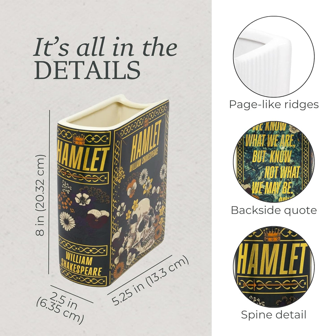 Steel Mill & Co Original Large Book-Shaped Decorative Vase, Ceramic Vases for Home Decor, Cute Bookshelf Decor, Unique Vase for Book Lovers, Hamlet
