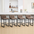 FIRAVOE Counter Height Bar Stools Set of 4, Upholstered Barstools with Back, Bar Chairs with Thickened Metal Legs, PU Leather Counter Stools for Kitchen Island (Coffee Brown, 4Pcs 26" Counter Stools)