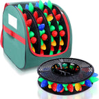 Christmas Light Storage Bag - Tear Proof 600D Oxford Fabric/Internal PVC Material with Reinforced Handles - With 4 Reels Stores up to 500 Ft Holiday Mini Christmas Tree Lights & Extension Cords,Green