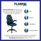 Flash Furniture X10 High-Back LeatherSoft Racing Style Gaming Chair with Flip-Up Arms, Ergonomic Padded Swivel Computer Chair, Blue/Black