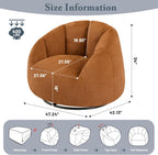 Gericco Swivel Giant Bean Bag Chair for Adults - Comfy Plush Round Shell Soft Accent Chair, Oversized Cozy Floor Sofa for Living Room, Bedroom & Game Rooms, Orange