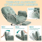 Criss Cross Office Chair with Foot Rest and Flip Armrests for Pets | Cross Legged Office Chairs for Women Reclining Desk Chair Comfy Vanity Chair with Back and Wheels for Home Office Green