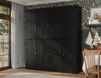 Palace Imports Solid Wood Pantry Storage - 71.5" Tall x 65" W - Utility Cabinet w/ 8 Shaker Doors, 2 Drawers, 12 Adjustable Shelves - Kitchen Cupboard - Black, 100% Eco-Friendly Wood, Made in Brazil