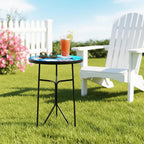 12 Inch Folding Outdoor Side Tea Table, Dolphin Shell Coral Small Accent Tables, Plant Tables Indoor, Garden or Living Room Decor Afternoon Tea Dinner Table, Simple Assembly Cast Iron Plant Stand