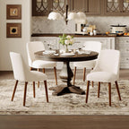 MALOL Upholstered Dining Chairs Set of 4, High-Back Dining Room Chair with Wood Legs, Padded Kitchen Chairs for Dining Room/Restaurant/Cafe, Beige