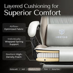 Gaming Chair Fabric with Pocket Spring Custion, Ergonomic High Back Video Game Chair with Footrest Massage Lumbar Support, Height Adjustable Comfy Computer Chair for Adults Game Beige White