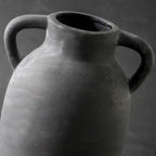 Terracotta Farmhouse Flower Vase, 9.6 Inch Ceramic Rustic Vase with 2 Handles, Decorative Vase Boho Decor for Home Decor, Table, Living Room, Shelf Decoration