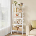 Hoctieon 5-Tier Industrial Ladder Bookshelf, Narrow Ladder Shelf, Tall Standing Bookshelf, Skinny Open Ladder Shelf, for Living Room, Home Office, Kitchen, Bedroom, Metal Frame, White
