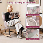Giantex Rocking Chair Nursery, Boucle Upholstered Glider Rocker w/Ergonomic High Backrest, Rubber Wood Legs & Side Pocket, Patchwork Modern Accent Chair for Bedroom, Living Room, Offices
