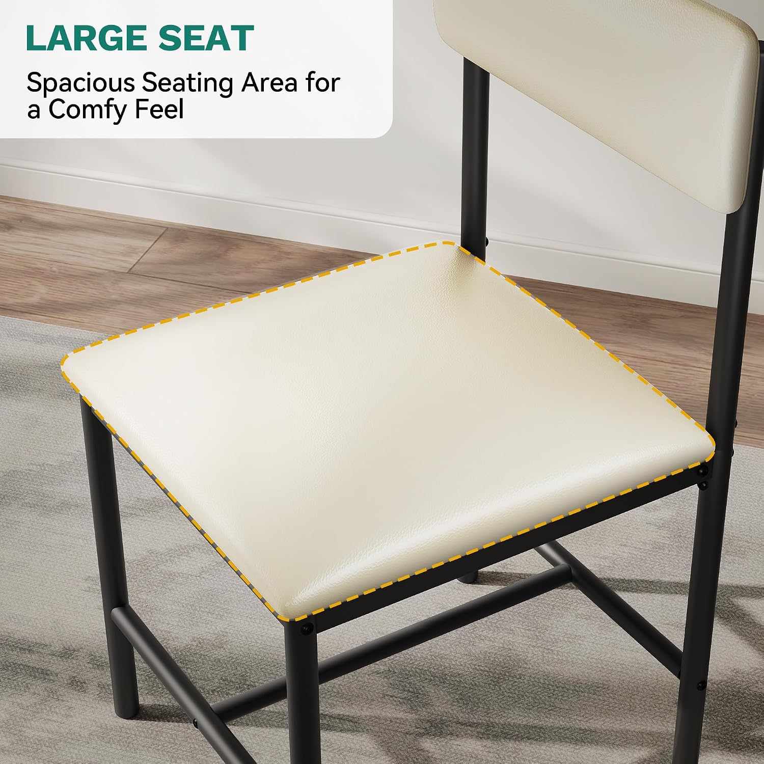 YITAHOME Dining Room Chairs Set of 4, Modern Kitchen Chairs with Upholstered Faux Leather Cushion Seat Backrest & Heavy Duty Metal Leg, for Kitchen, Living Room, Restaurant, White