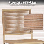 30" Patio Bar Stools Set of 4, Ergonomic Outdoor Wicker Bar Chairs with High Backrest, All-Weather Rope-Like Rattan Bar Height Barstools for Kitchen Island, Garden, Porch, Yellow