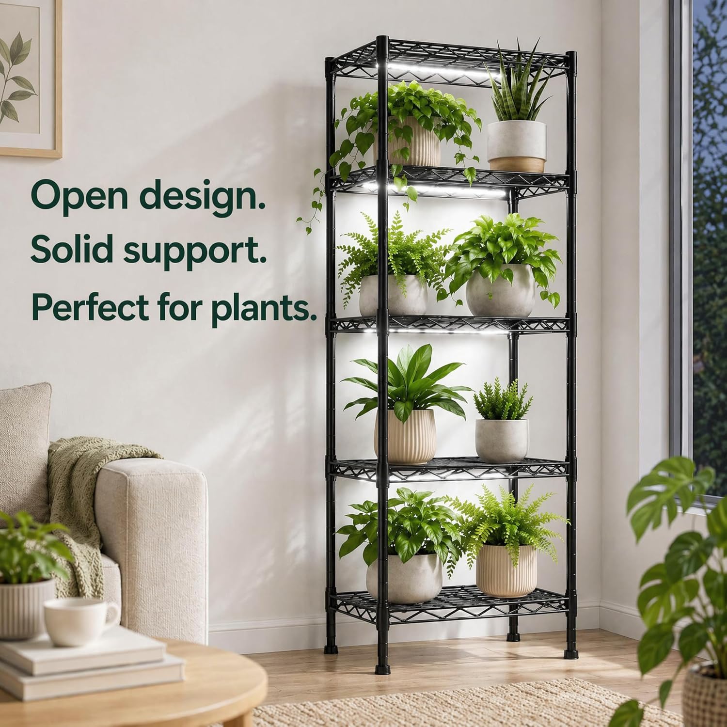 GRANNY SAYS 5-Tier Narrow Storage Shelves for Small Spaces – 15.8" W Metal Shelving Unit, Adjustable Wire Shelf, Freestanding Storage Rack for Bathroom, Laundry, Kitchen Pantry, Garage, Black