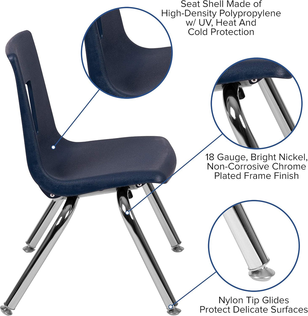 EMMA + OLIVER Navy Student Stack School Chair - 12-inch