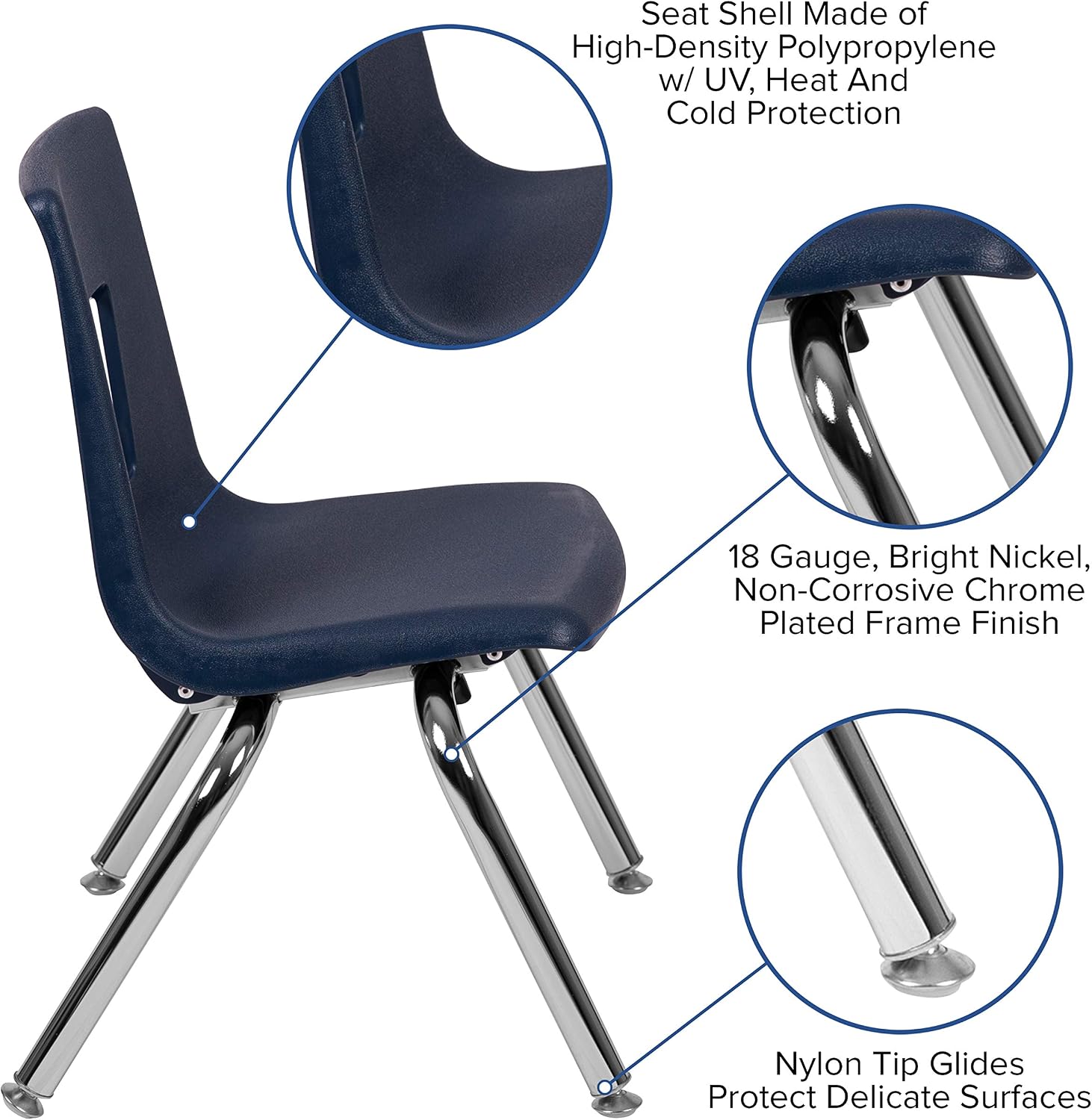 EMMA + OLIVER Navy Student Stack School Chair - 12-inch