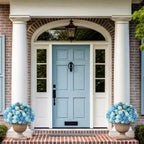 Suncalla 2 Set Turquoise Blue Artificial Topiary Ball Trees with Hydrangea Flower, 19.7" UV Resistant Outdoor Artificial Plants with Ground Spike for Planter Front Door Home Indoor Porch Patio Decor