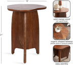 Kate and Laurel Kanna Modern Wavy Pieced Mango Wood Round Side Table, 16 x 16 x 21, Walnut Brown, Mid-Century Scalloped Wooden End Table for Bedroom Nightstand or Living Room Plant Stand Indoors