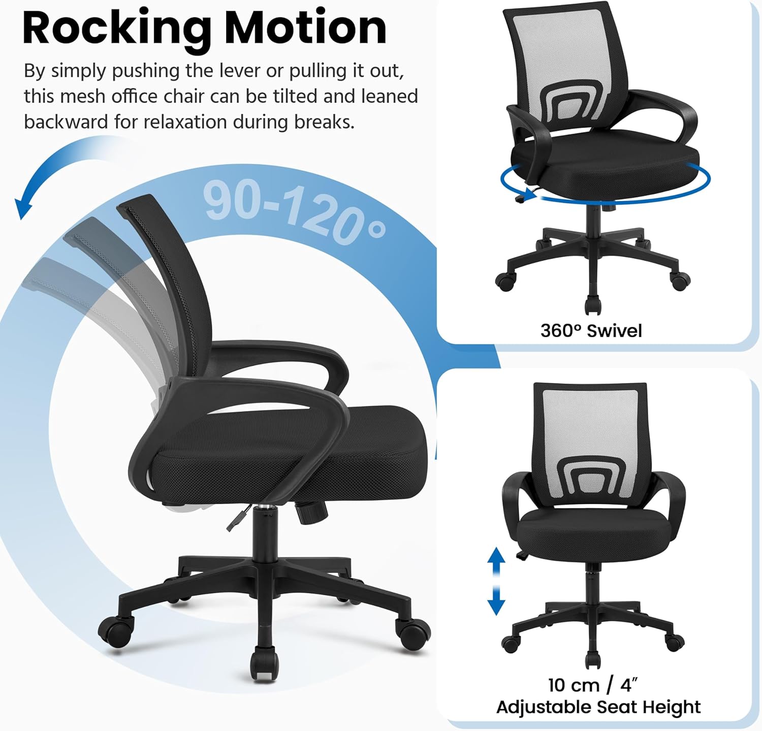 Yaheetech Home Office Modern Desk and Chair Set Computer Desk w/Drawer & Shelves with Ergonomic Mesh Height Adjustable Office Chair