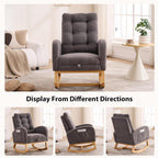 Nursery Rocking Chair with Retractable Footrest,Accent Rocker for Relaxing, Side Pocket,A+ Grade Rubber Wood,Suitable for Living Room,Bedroom and Balcony (Teddy Fleece, Dark Gray)
