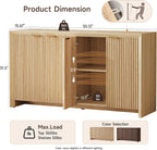 ONBRILL Fluted Sideboard Buffet Cabinet with Storage, Wooden Modern Fluted Sideboard with 4 Doors and 5 Adjustable Shelves, Coffee Bar Table for Dining Room, Hallway, Kitchen (Natural Oak)