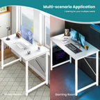 OLIXIS Home Office Computer Desk, Small Office 32-inch Writing and Study Desk, Bedroom Table with Metal Frame and Wooden Top, Compact Modern Study Table for Home Use, White