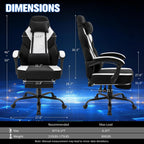 Gaming Chair with Footrest Fabric Gaming Chair for Adults with Massage Lumbar Support, High Back Ergonomic Computer Chair, Pocket Spring Cushion, 150°Reclining & Linkage Armrests, Black