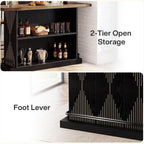 Tribesigns 63" Bar Table, Sturdy Modern Counter Height Pub Table with 2-Tier Storage Shelf and Metal Footrest, Rectangular Wood Home Bar Unit for Kitchen, Living Room, Black