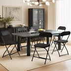 DUMOS Folding Chairs Sets of 6, 330lbs Capacity Plastic Stackable Home Office Chair, Portable Fold Up for Indoor Outdoor, Patio, Camping, Garden, Party (Black)