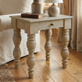 Casartis Living James French Country Side Table with Drawer (Rustic White)
