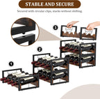 TQVAI Small Wine Racks 12 Bottle Countertop 3 Tier Wine Holder Bottle Storage Stackable Wine Racks Free Standing, Antique Brown