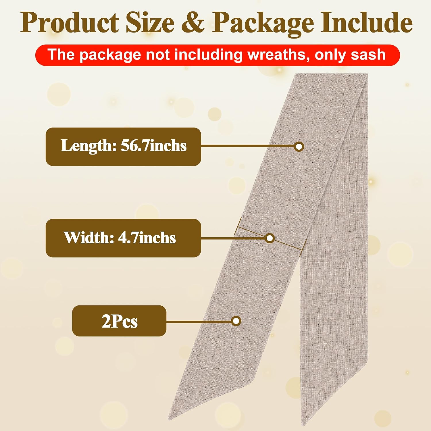 2 Pack Front Door Wreath Blank Sash, Larbeti Burlap Wreath Sashes with 4.7" W×56.7" L, Garland Sash Fit for Farmhouse, Wedding, Holiday to Indoor & Outdoor Decorative, for DIY Embroidery Letter