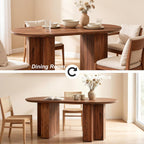 RedLemon 63" Oval Dining Table for 4-6 People, Wood Kitchen Table with Thick Stable T-Shaped Base & Curved Edge, Modern Dinner Table for Dining Room, Kitchen, Rustic Walnut