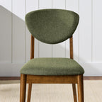 Best Choice Products Dining Chairs Set of 2, Mid-Century Modern Upholstered Wood, Armless w/Seat Cushion, Padded Backrest - Walnut/Moss Green