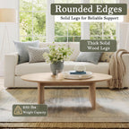 Honyee Oval Coffee Table, 47.2" Wood Coffee Table for Living Room, Modern Wooden Center Table with Solid Wood Veneer Legs, Sturdy Rounded Edge Design, Easy Assembly, Apartment Friendly, Natural