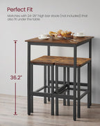 VASAGLE Bar Table, Kitchen Dining, High Top Pub, Bar Height Cocktail for Living Room Party, Sturdy Metal, 23.6 x 23.6 x 36.2 Inches for Narrow Spaces, Rustic Brown and Ink Black
